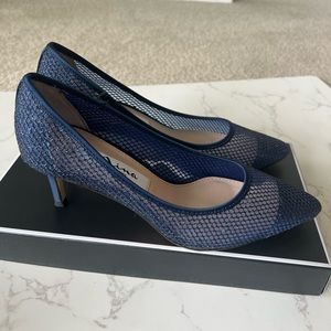 Nina Shoes Niley Satin Mesh Low Pump in Navy